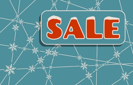 Sale inscription with snowflakes at the intersection of the lines. Retail business relative background. Vector illustrationのイラスト素材