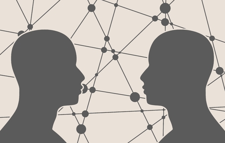 Silhouette of a man's head. Mental health relative vector brochure, report or flyer design template. Scientific medical designs. Human communicationのイラスト素材