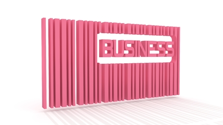 pink bar code with long shadow and business word within. 3D renderingの写真素材