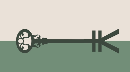 Ancient key with Yen sign and textのイラスト素材