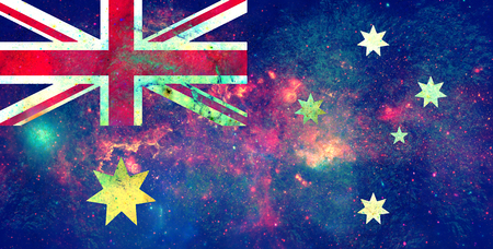 Australia flag design concept. NASA image overlay. Image relative to travel and politic themesの写真素材