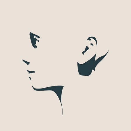 Human head silhouette. Face side view. Elegant silhouette of part of human face. Vector Illustrationのイラスト素材
