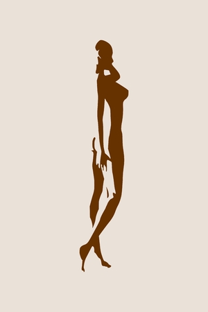 Sexy women silhouettes. Fashion mannequin isolated. Female figure posing. Side viewのイラスト素材