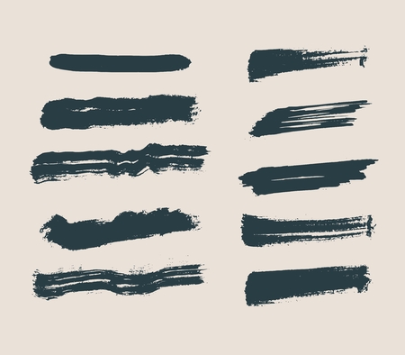 Vector set of grunge artistic brush strokes. Creative design elements.のイラスト素材