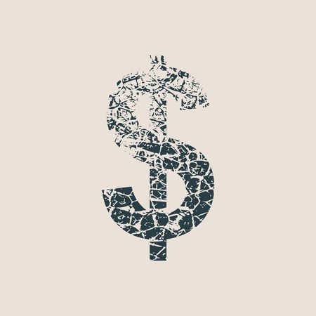 Dollar sign. Grunge Style Abstract icon. Vector Illustration.のイラスト素材