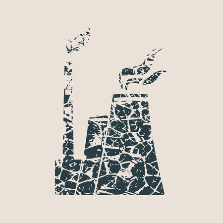 Atomic power station icon. Web Icon. Grunge style vector illustrationのイラスト素材