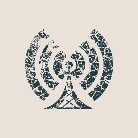 Wi Fi Symbol icon. Mobile gadgets technology relative image. Grunge style vector illustrationのイラスト素材