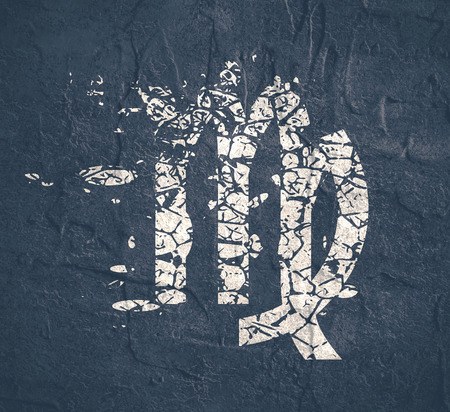 Astrological symbol. Maiden sign. Grunge splatter textureの写真素材