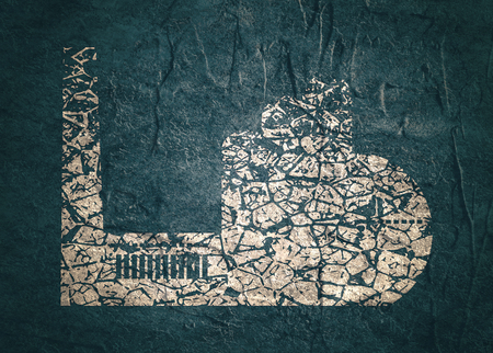 Grunge style factory icon. Web interface element. Concrete textured.の写真素材