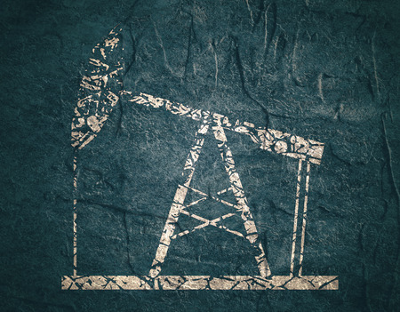 Image relative to oil mining industry. Oil pump icon. Grunge style illustration. Concrete textured.の写真素材