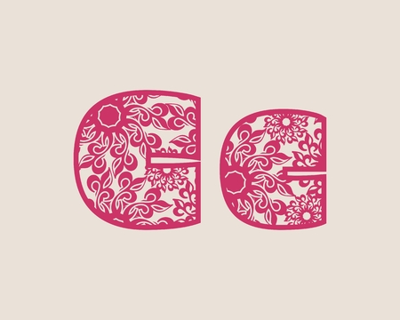 Decorative alphabet vector font. Letter C. Typography for headlines, posters, logos etc. Uppercase and lowercase symbolsのイラスト素材