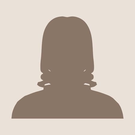 Face profile view. Elegant silhouette of a female head. Vector Illustration. Long curly hair. Monochrome gamma.のイラスト素材