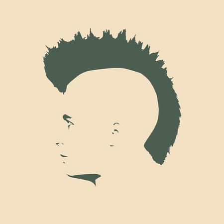 Man avatar profile view. Isolated male face silhouette or icon . Vector illustration. Mohawk hairstyleのイラスト素材