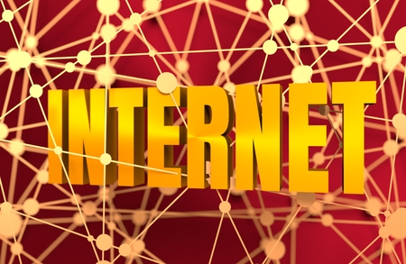 Molecule And Communication Background. Brochure or web banner design. Connected lines with dots. Technology and science background. Shallow depth of field. 3D rendering. Internet textの写真素材