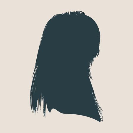 Face side view. Elegant silhouette of a female head. Vector Illustration. Long hair. Monochrome gamma.のイラスト素材