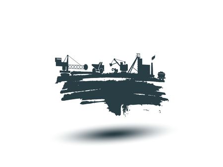 Energy and Power icons set and grunge brush stroke. Coal mining relative image.のイラスト素材