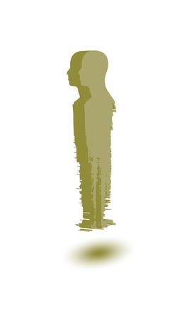 Human head silhouette on grunge brush stroke. Abstract icon. Vector Illustration.のイラスト素材
