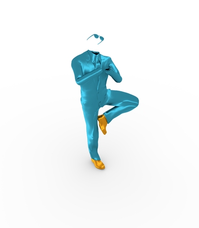 Businessman in wizard pose. 3D rendering. Man wearing the sunglasses. Headless body without palmsの写真素材