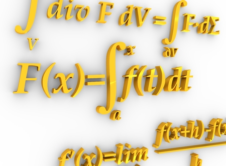 Math formulas. 3D rendering. Education and science relative backgroundの写真素材