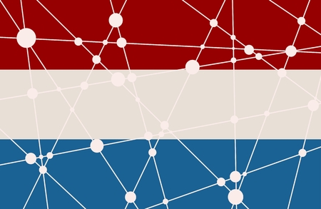 Flag of the Netherlands. Low poly concept triangular style. Molecule And Communication Background. Connected lines with dots.のイラスト素材