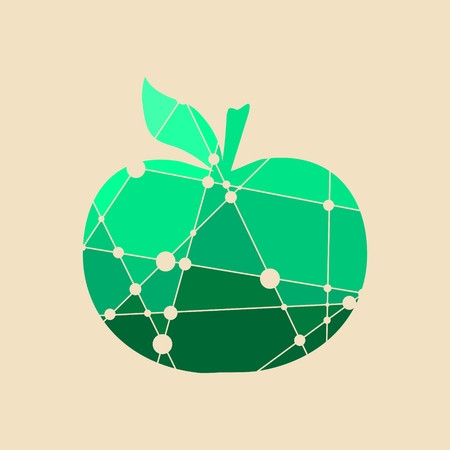 Multicolor illustration of an apple. Vector illustration. Mosaic style silhouetteのイラスト素材