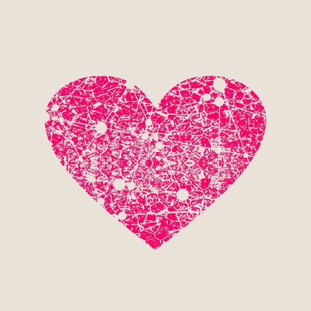 Heart icon. Geometric rumpled triangular low poly origami style graphic illustration. Vector polygonal design for celebration card. Connected lines with dots. Grunge cracked textureのイラスト素材