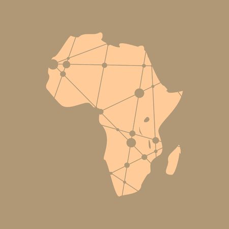 Low poly map of Africa. Molecule And Communication Background. Modern vector brochure or report design template. Connected lines with dots.のイラスト素材