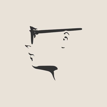 Man avatar profile view. Isolated male face silhouette or icon . Vector illustration. Portrait with sunglassesのイラスト素材