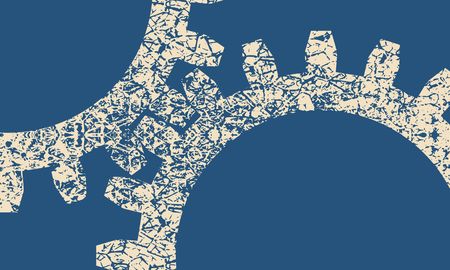 Mechanism of Gears. Communication Concept in Industrial Design. Modern brochure design template. Grunge cracked textureのイラスト素材