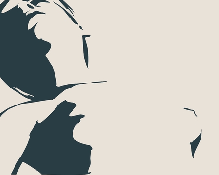 Naked young woman. Vector illustration. Female torso sketchのイラスト素材