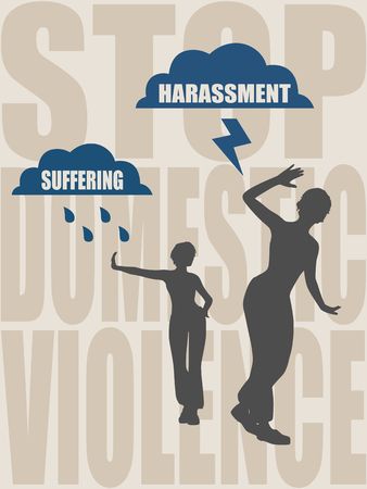 A young woman holding her hand in front to show stop gesture. Stop Domestic Violence Creative Social Design Concept. Vector illustration.のイラスト素材