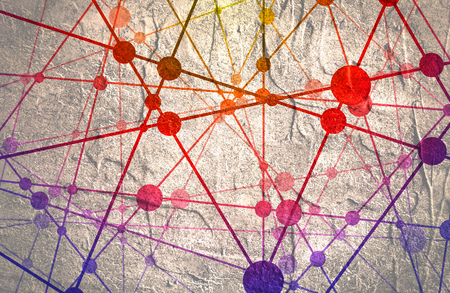 Molecule And Communication Background. Modern brochure or web banner design template. Connected lines with dots. Medical, technology, chemistry, science background. Concrete grunge textureの写真素材