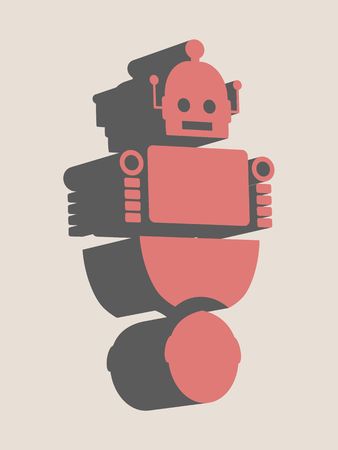 Human and robot relationships. Robotics industry relative image. 3D isometric iconのイラスト素材