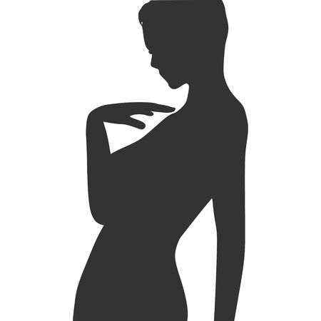 Fashion mannequin. Short hair. Vector Illustration. Mockup for letteringのイラスト素材