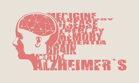 Abstract illustration of a human head with brainのイラスト素材