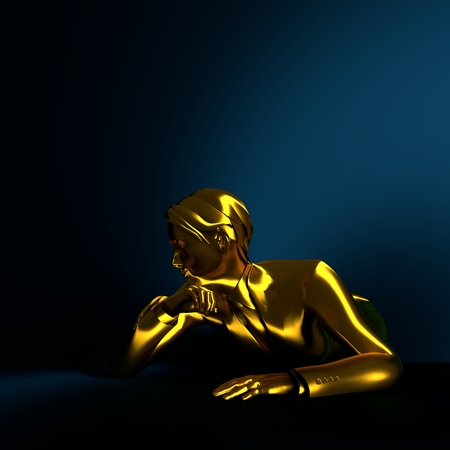 Beautiful business woman. 3D rendering. Metallic materialの写真素材