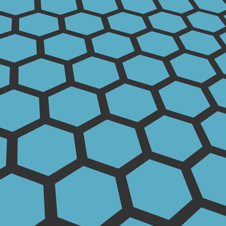 Perspective view on honeycomb. Hexagon pattern background. Isometric geometryのイラスト素材