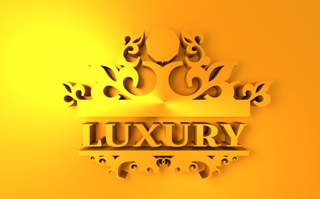 Emblem template with crown. Sign for Restaurant, Jewelry, Boutique, Cafe and Hotel. 3D renderingの写真素材