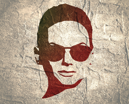 Portrait of beautiful woman in black sunglasses. Short hair. Front viewの写真素材