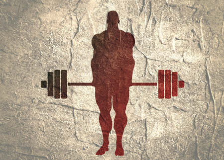 Bodybuilder and barbell silhouettes.の写真素材