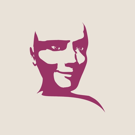 Face half turn view. Elegant silhouette of a female head. Vector Illustration. Monochrome gamma.のイラスト素材