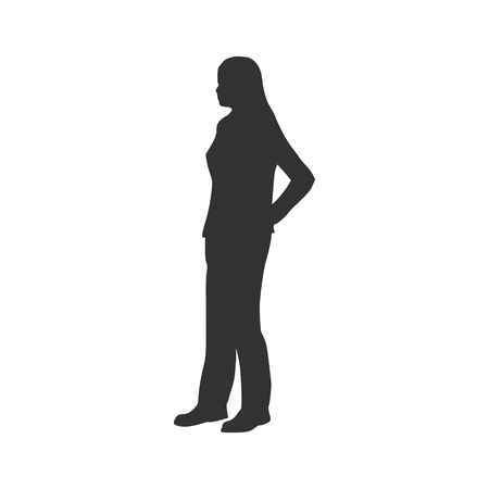 Black Silhouette Woman Standing in Full Lengthのイラスト素材