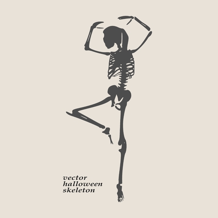 Human skeleton posing for Halloween party design templateのイラスト素材