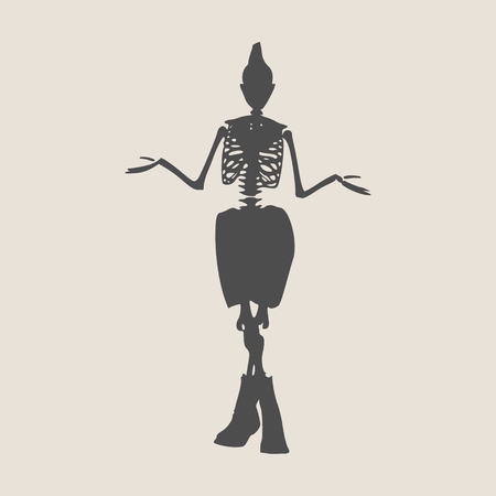 Confused skeleton standing and shrugging shouldersのイラスト素材