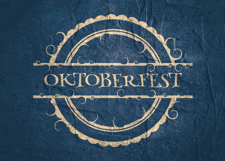 Oktoberfest relative stamp pattern. Round shape with text. Grunge distress texture.の写真素材