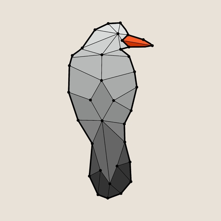 Illustration of the black raven bird. Vector art. Molecule and communication style. Connected lines with dots.のイラスト素材