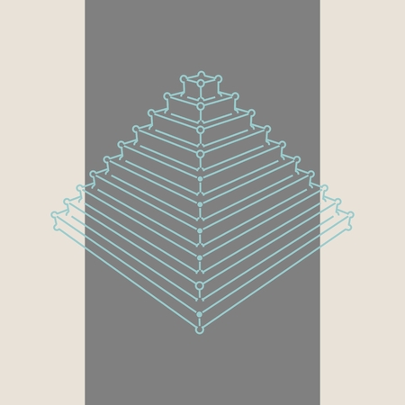 Vector brochure or report design template. Connected lines with dots. Isometric pyramidのイラスト素材