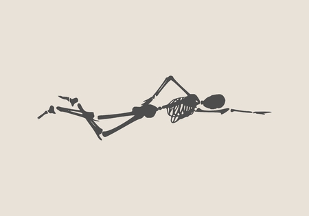 Human skeleton swimming. Vector illustration. Halloween party design templateのイラスト素材