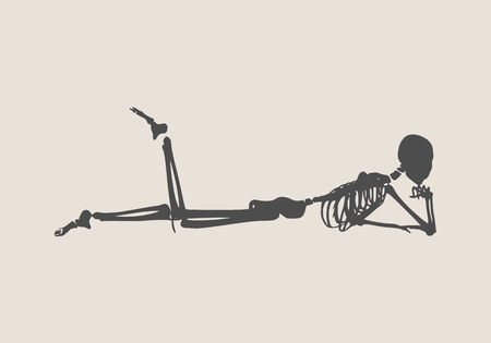 Human skeleton posing. Vector illustration. Halloween party design templateのイラスト素材