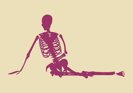 Human skeleton posing. Vector illustration. Halloween party design templateのイラスト素材
